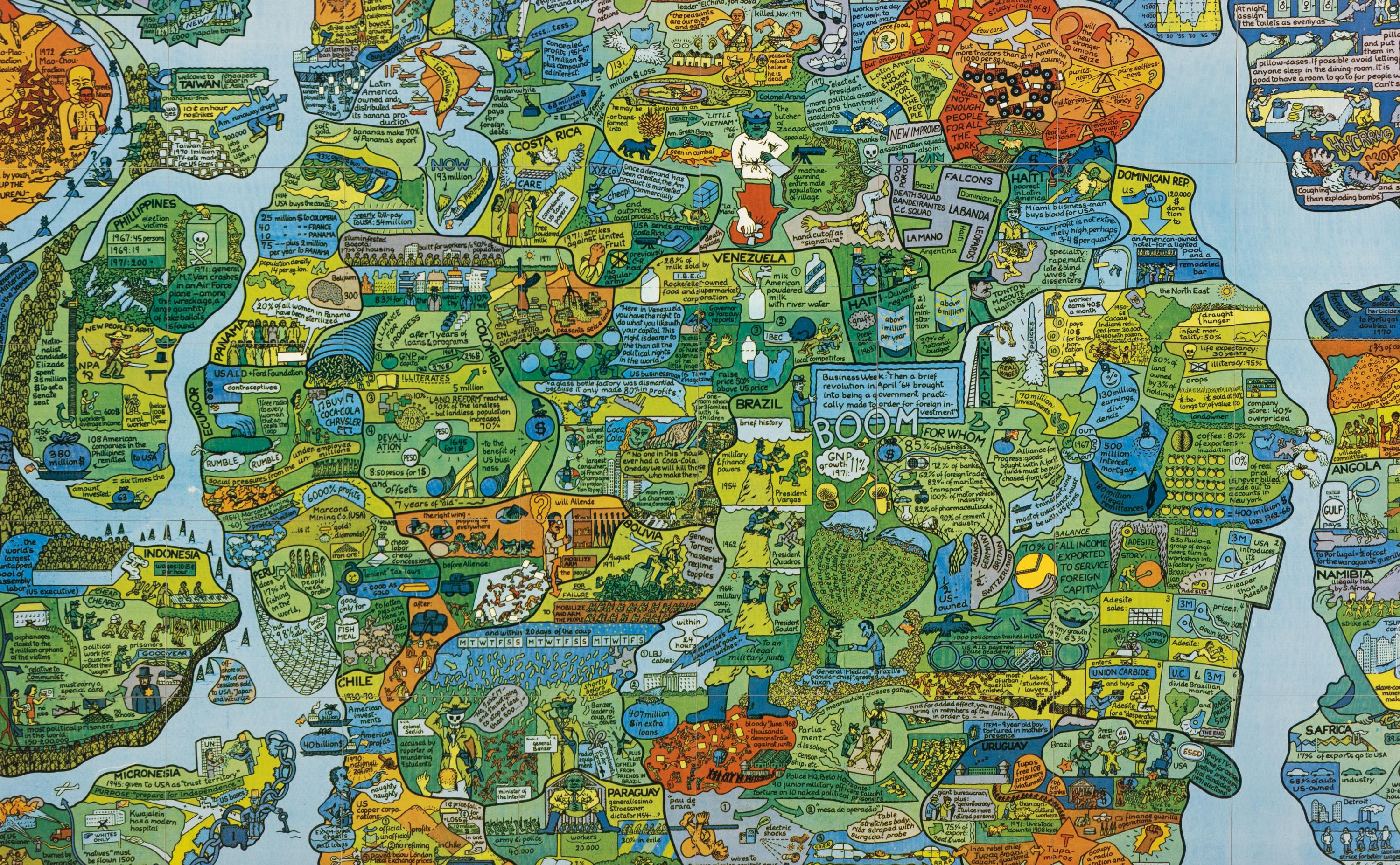 Öyvind Fahlström (Swedish, 1928–1976) — Section of World Map - A Puzzle (from Reality and Paradox ), 1973