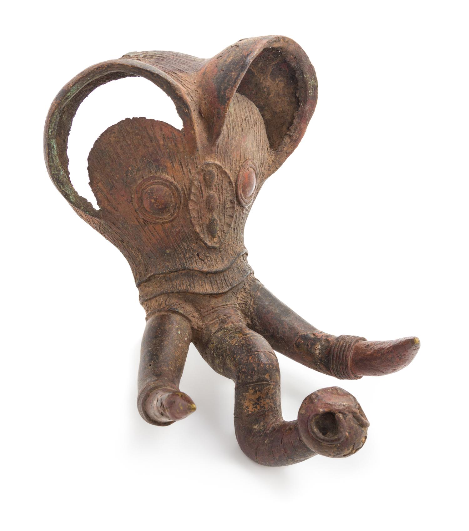 An African Bronze Head of an Elephant. Height 10 inches.