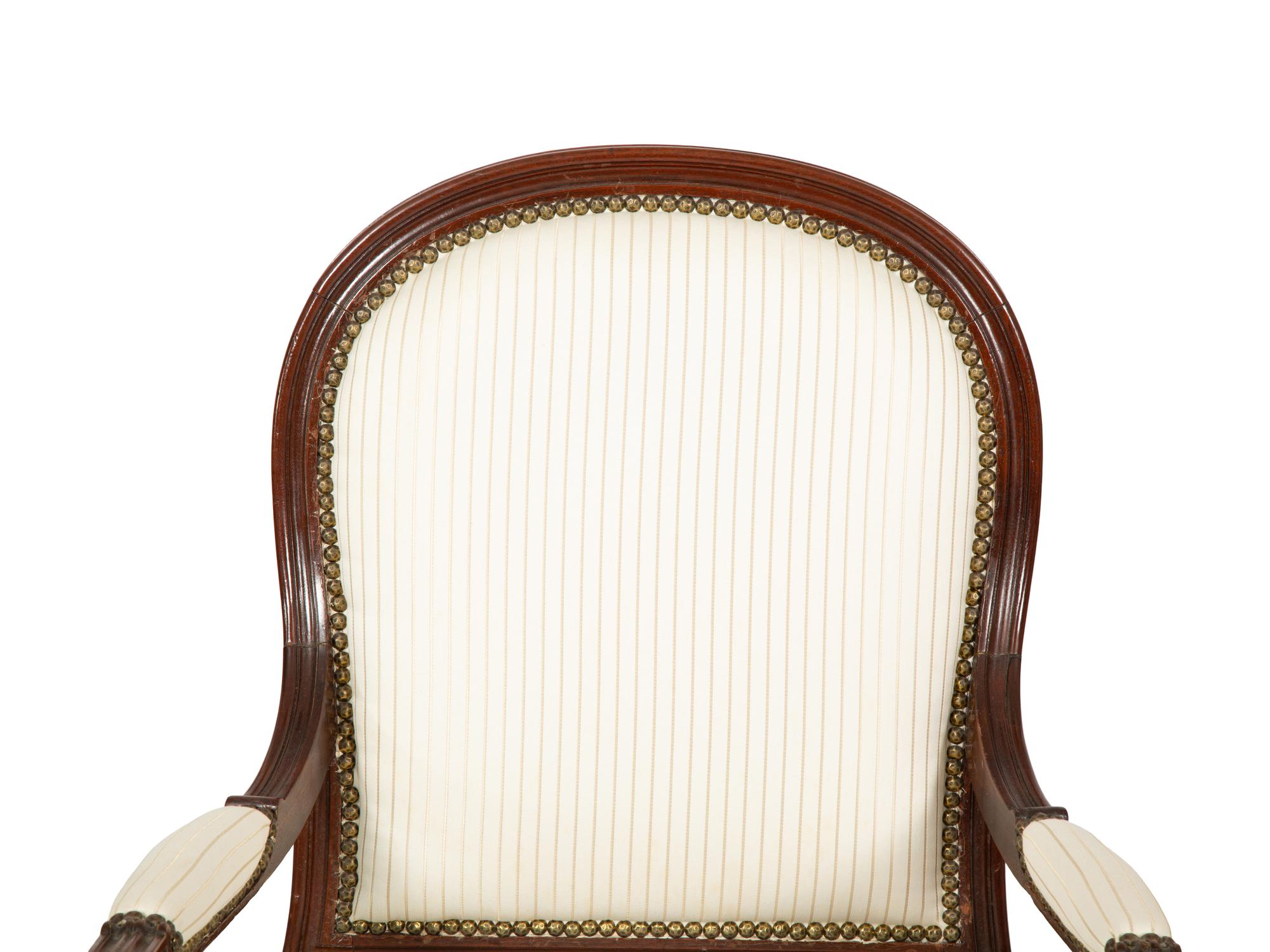A Set of Six Louis XVI Style Mahogany Dining Armchairs