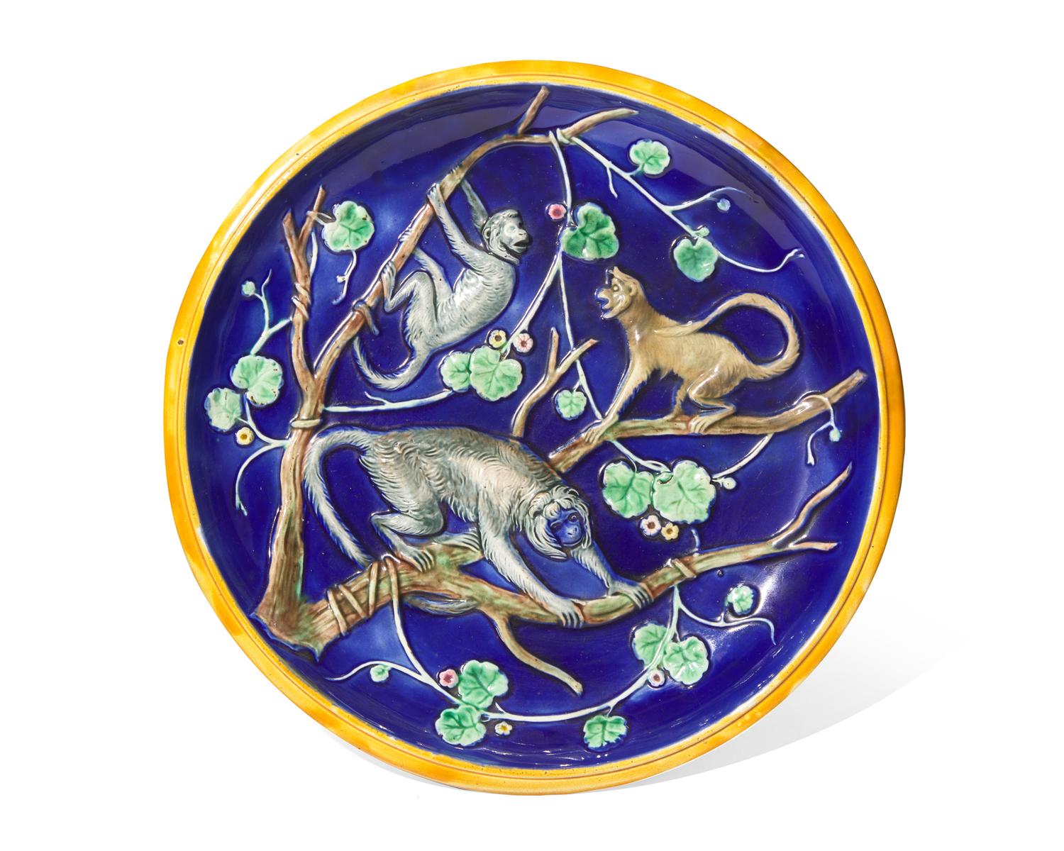 A Wedgwood Majolica Monkey Tazza
