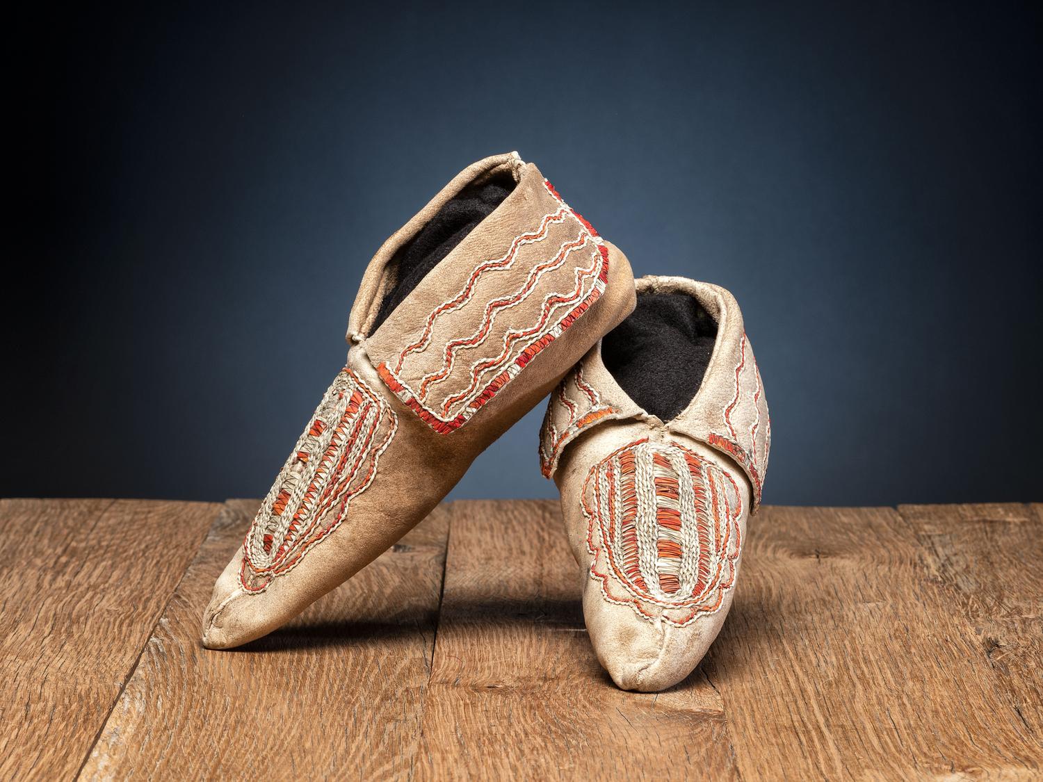 Seneca Quilled Hide Moccasins