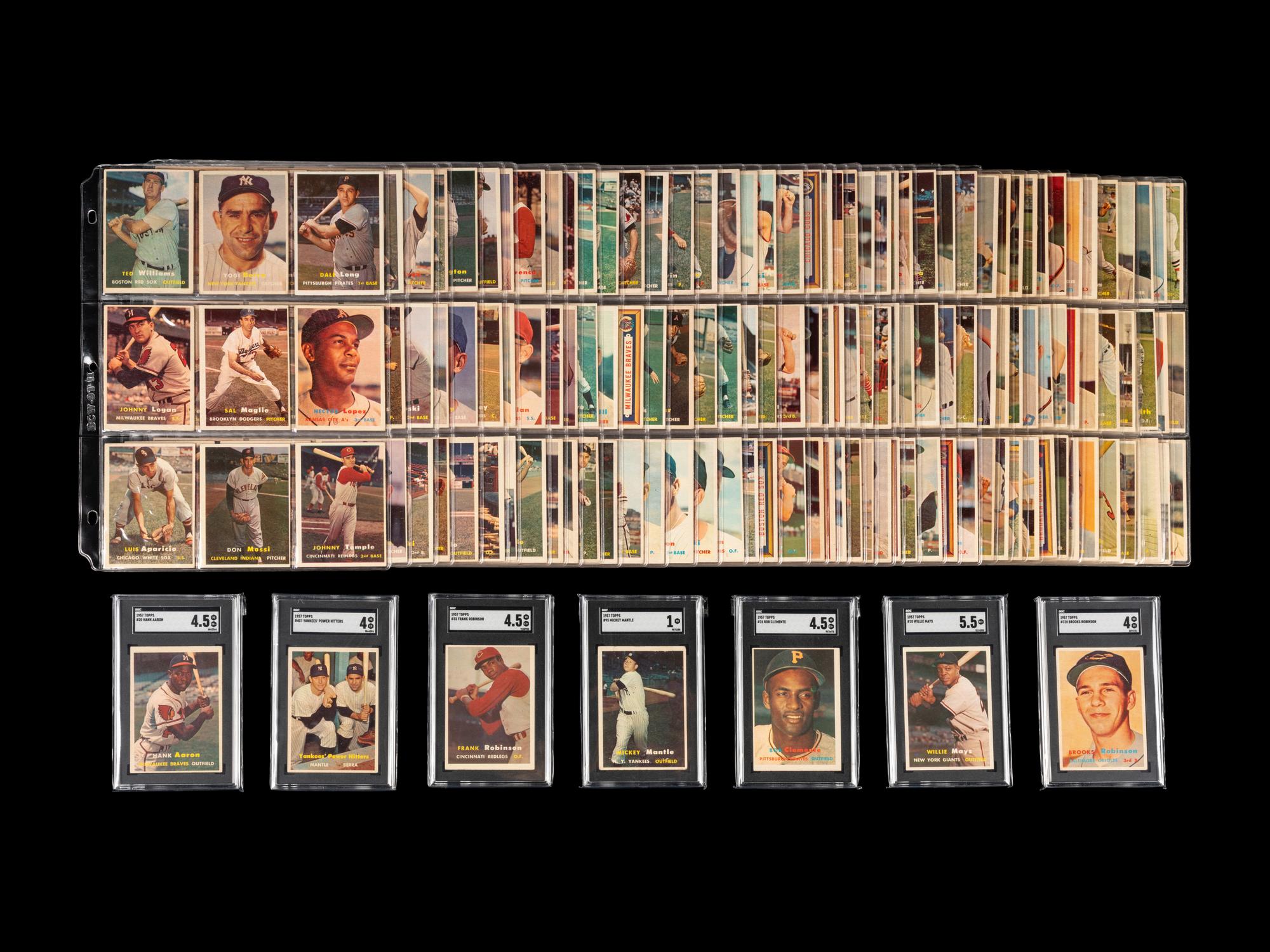 A Complete Set of 1957 Topps Baseball Cards Including SGC Graded Key Cards (407/407),