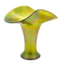 An Iridescent Glass Vase Height 11 3/8 inches.