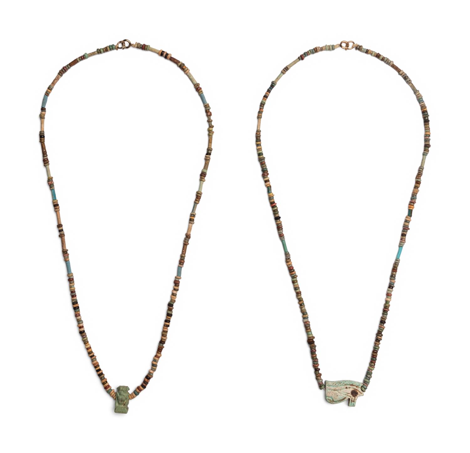 Two Egyptian Faience and Bead Necklaces