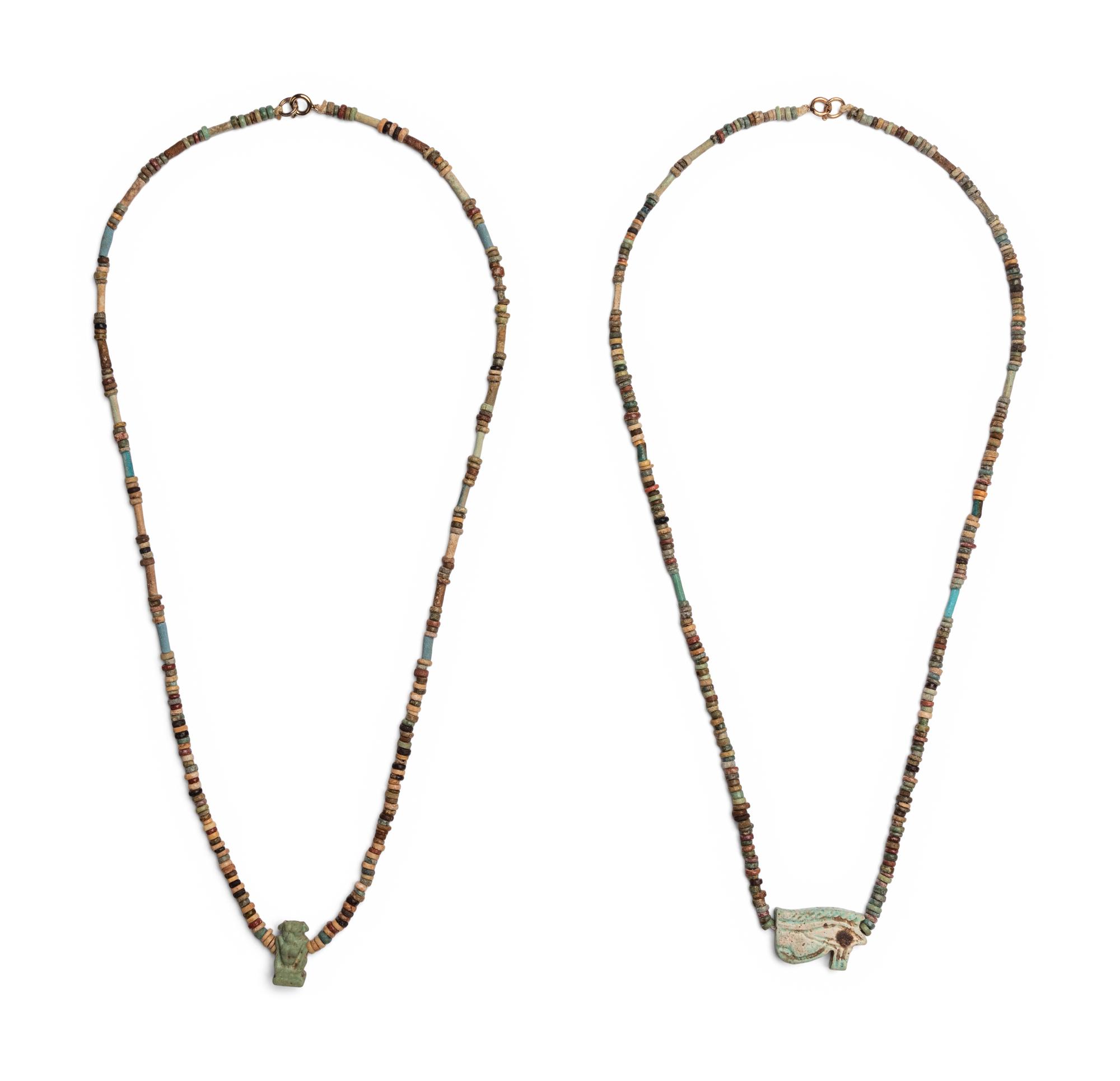 Two Egyptian Faience and Bead Necklaces