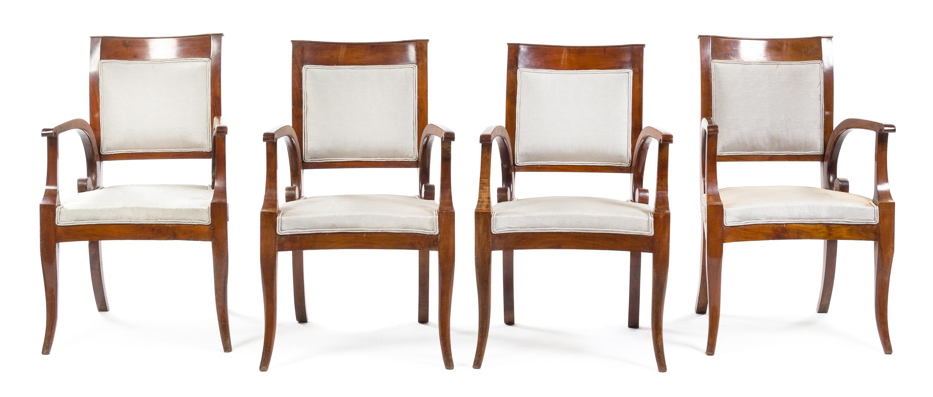 A Set of Four Italian Mahogany Armchairs Height 36 1/2 x width 24 x depth 24 inches. — LUCCA, EARLY 19TH CENTURY