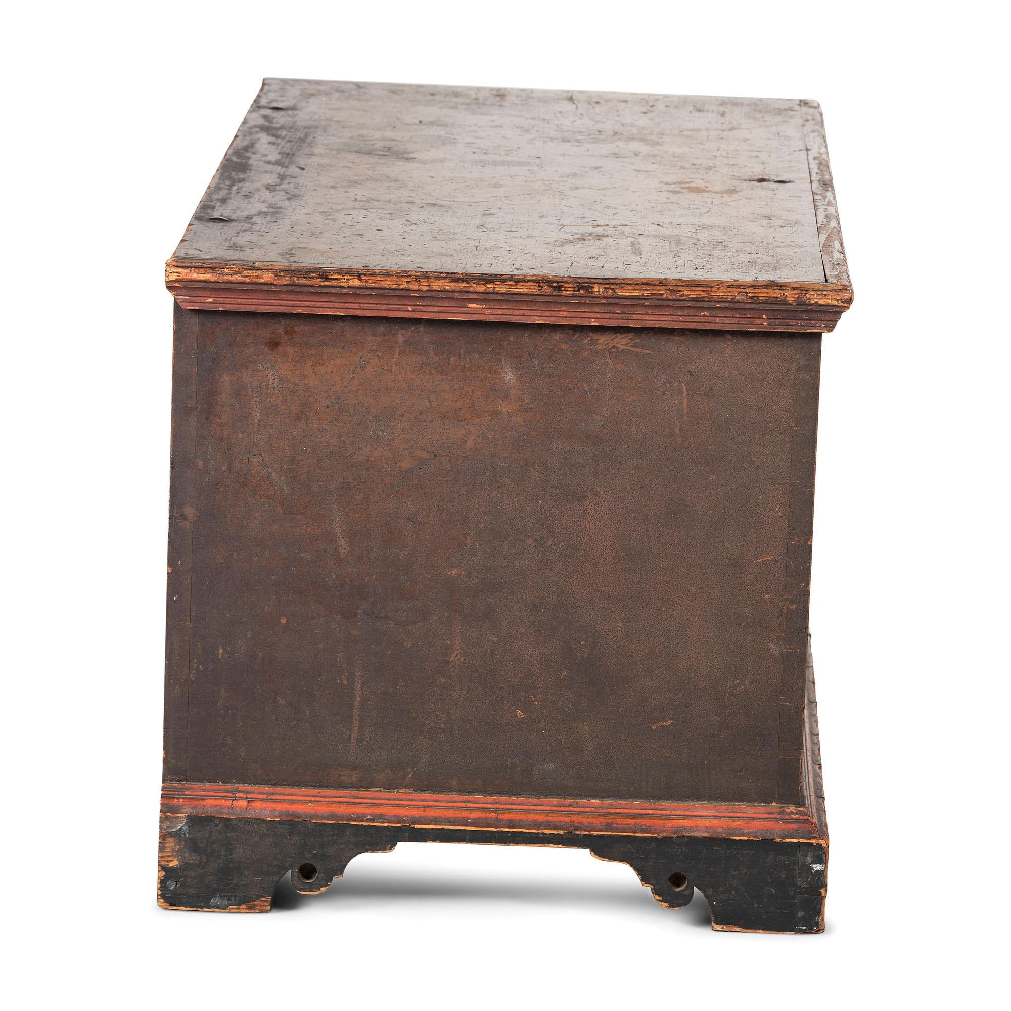A Federal Flower and Compass Decorated Poplar and Pine Elisabet Conradin Blanket Chest