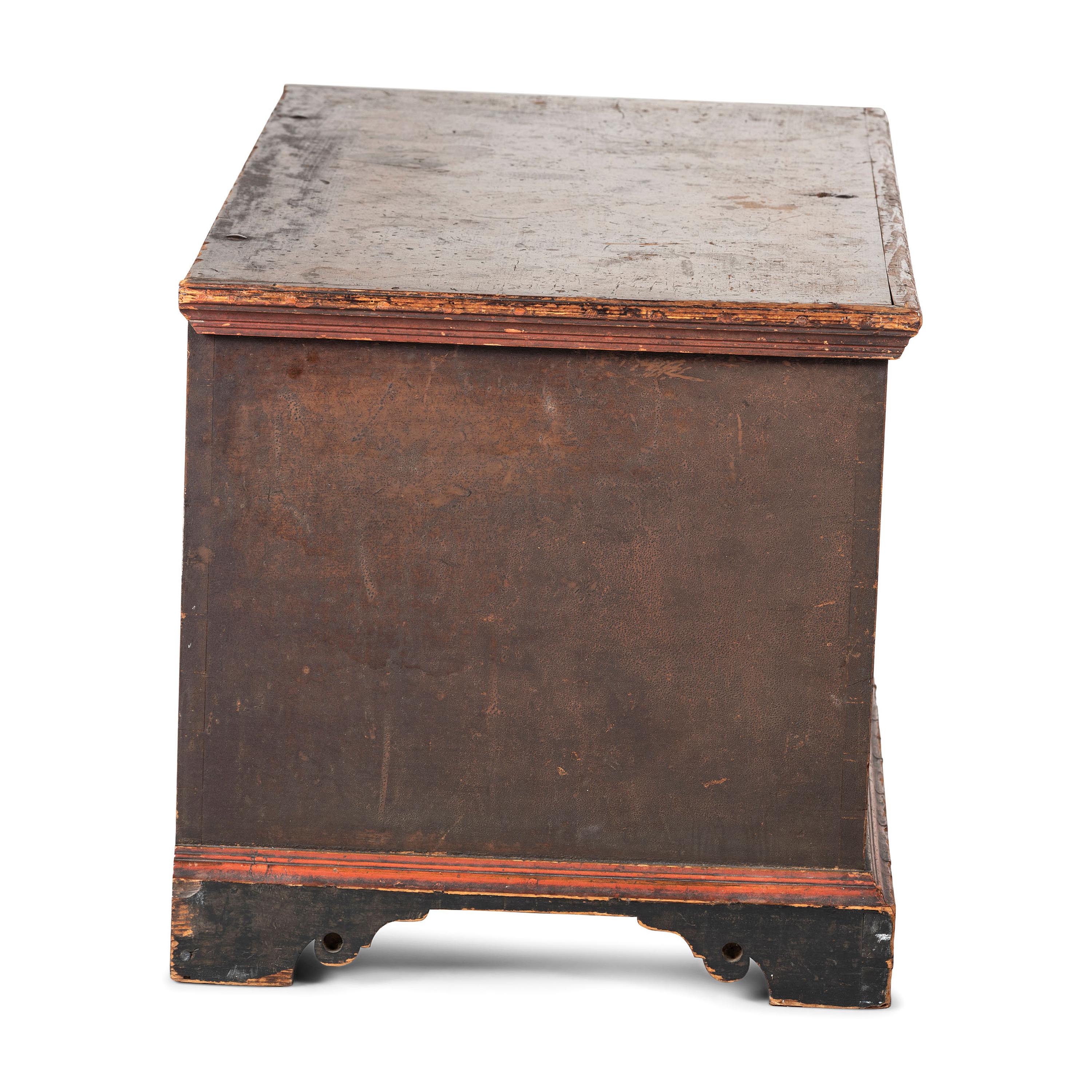 A Federal Flower and Compass Decorated Poplar and Pine Elisabet Conradin Blanket Chest