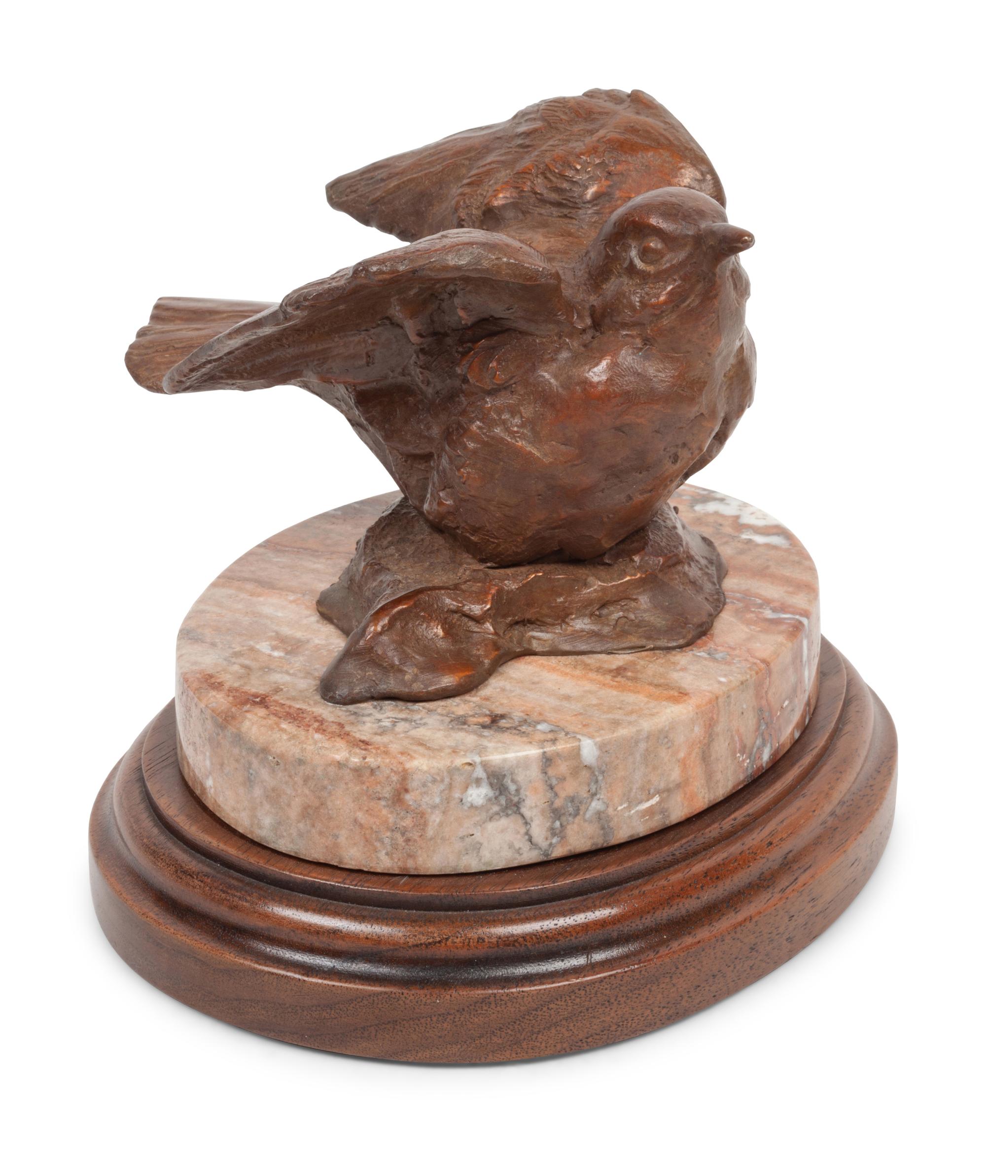 Two Sculptures: Winter Bird, edition 1/100, together with unmarked bird bronze