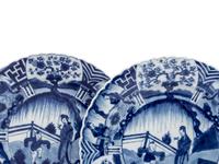 A Pair of Chinese Export Porcelain Blue and White Dishes and a Pair of Blue and White Porcelain Saucers