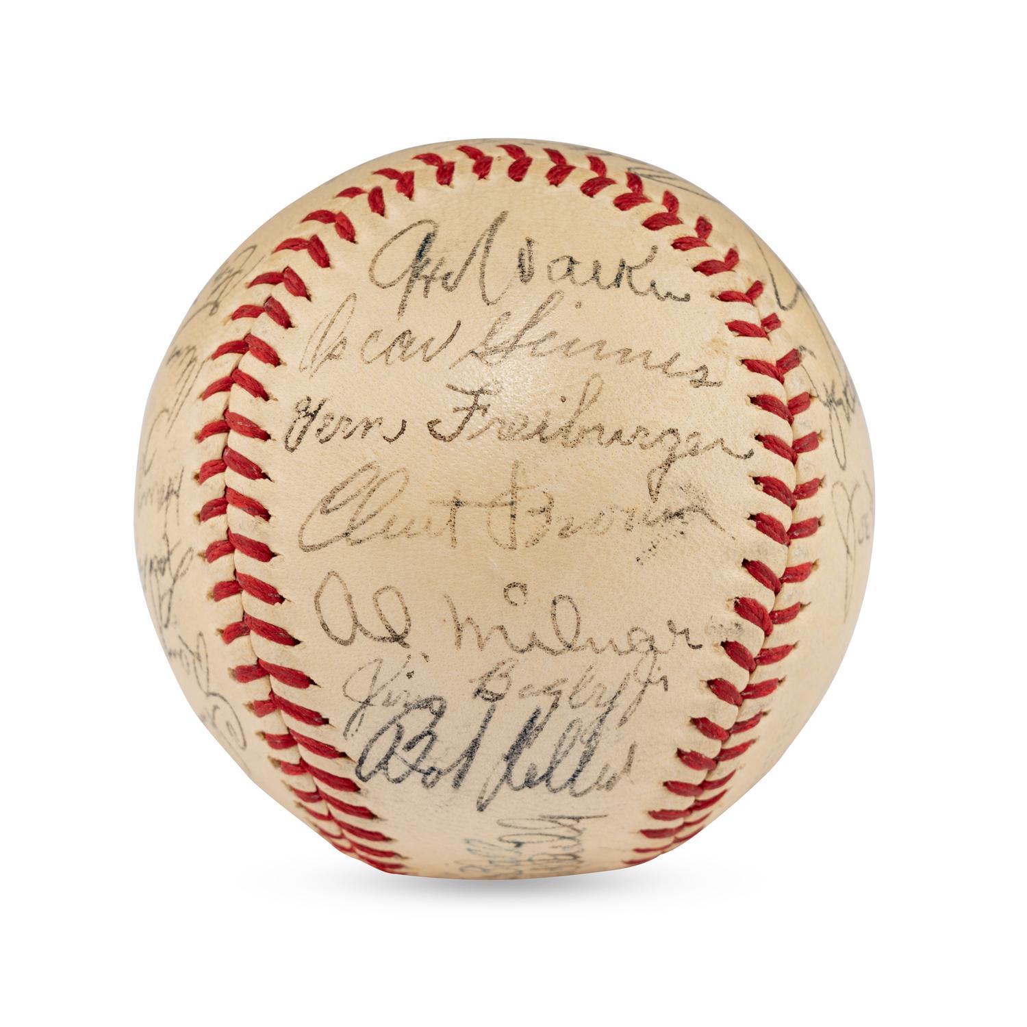 A 1941 Cleveland Indians Team Signed Autograph Baseball (PSA Letter of Authenticity),