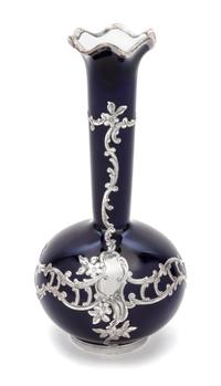 A Lenox Silver Overlay Vase Height 6 5/8 inches.