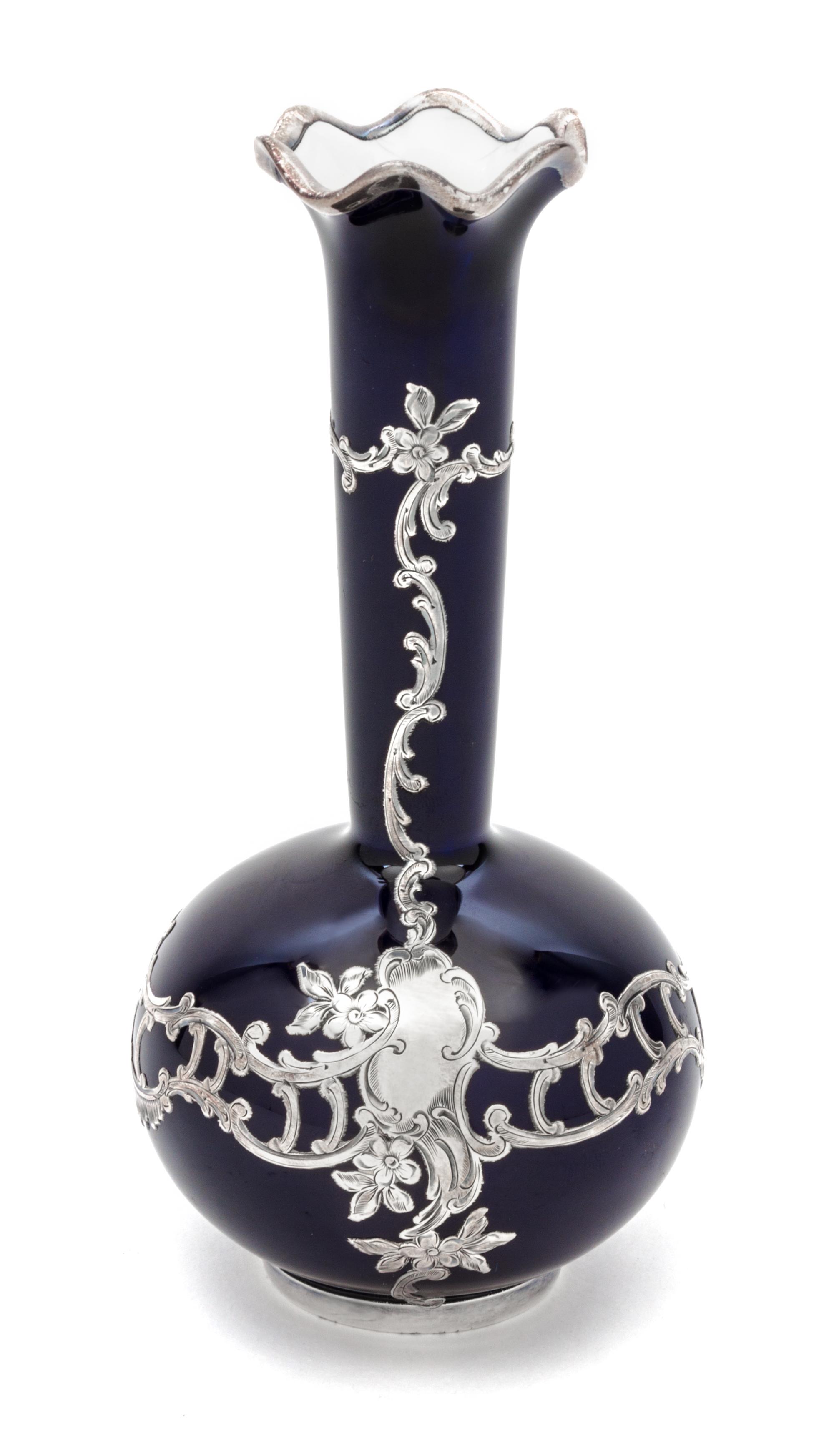 A Lenox Silver Overlay Vase Height 6 5/8 inches.