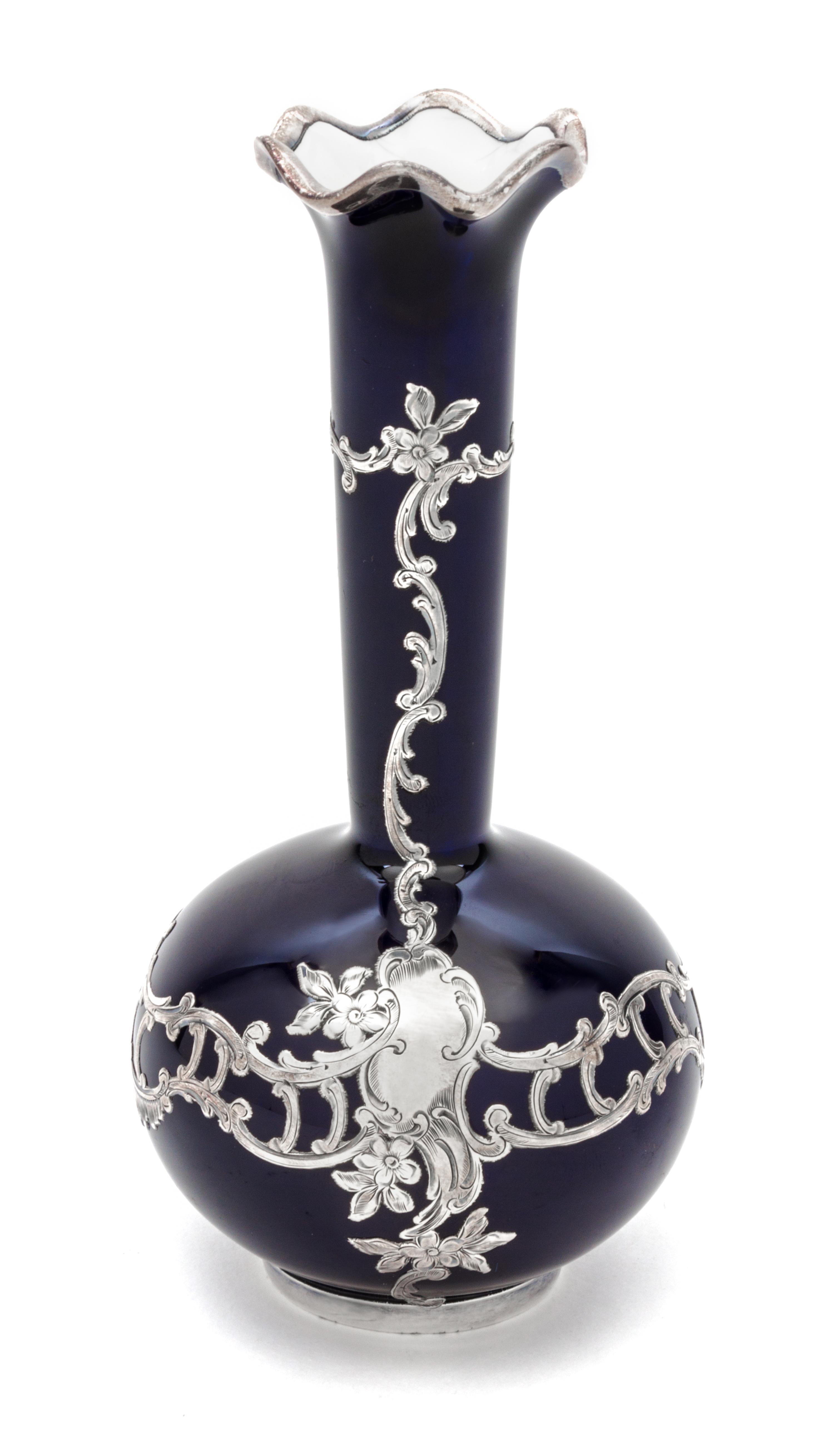 A Lenox Silver Overlay Vase Height 6 5/8 inches.