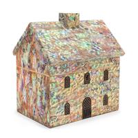 An English Mother-of-Pearl Veneered House-Form Tea Caddy Height 8 inches. — LATE 19TH/EARLY 20TH CENTURY