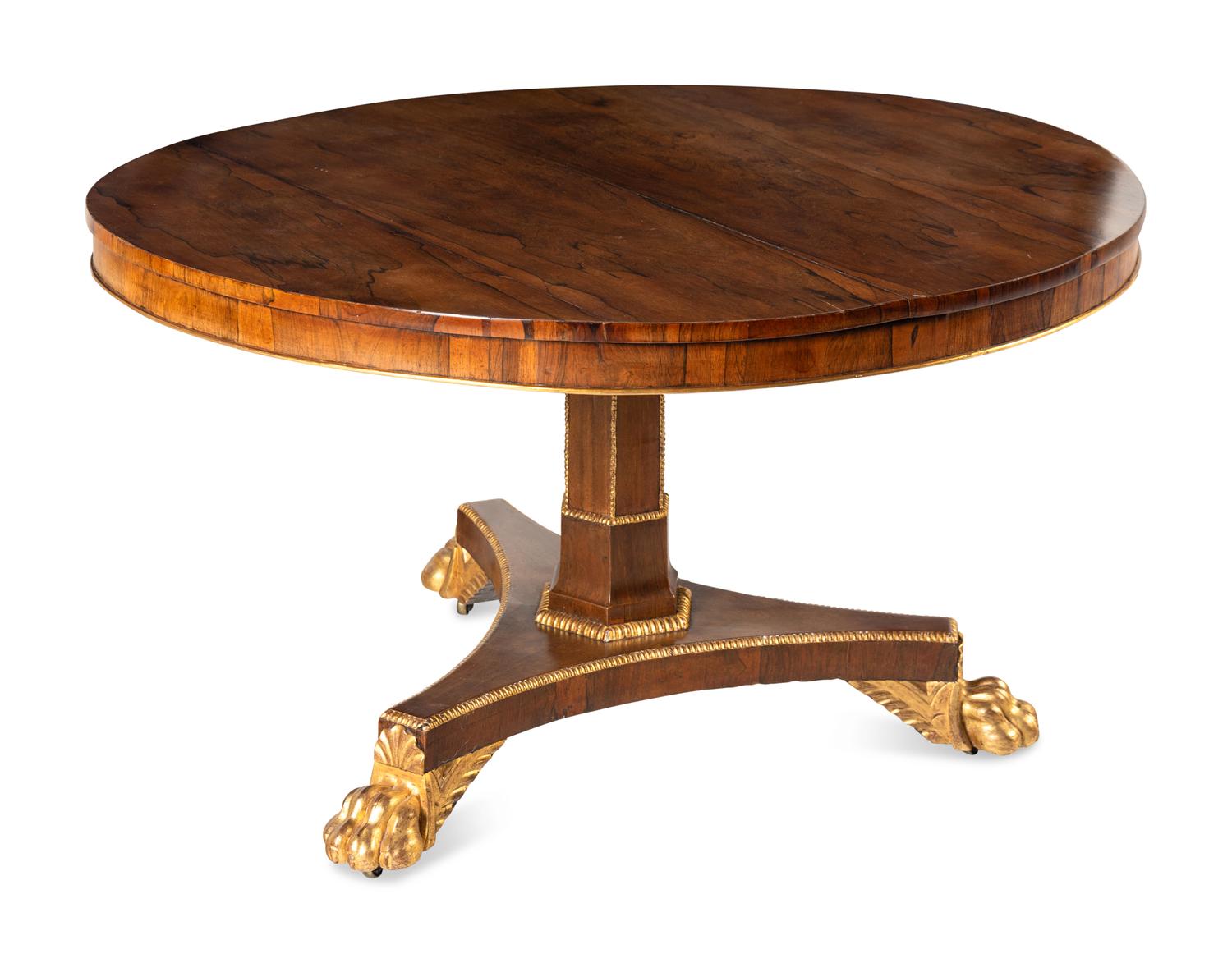 A Regency Parcel Gilt Rosewood Tilt-Top Table