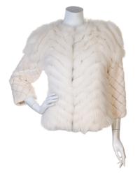 An Oscar de la Renta Cream Fox and Long Hair Mink Apres Ski Jacket, Size 4.