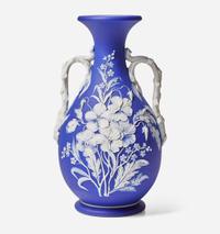 A Wedgwood Blue Dip Jasperware Handled Vase UK, 19th century