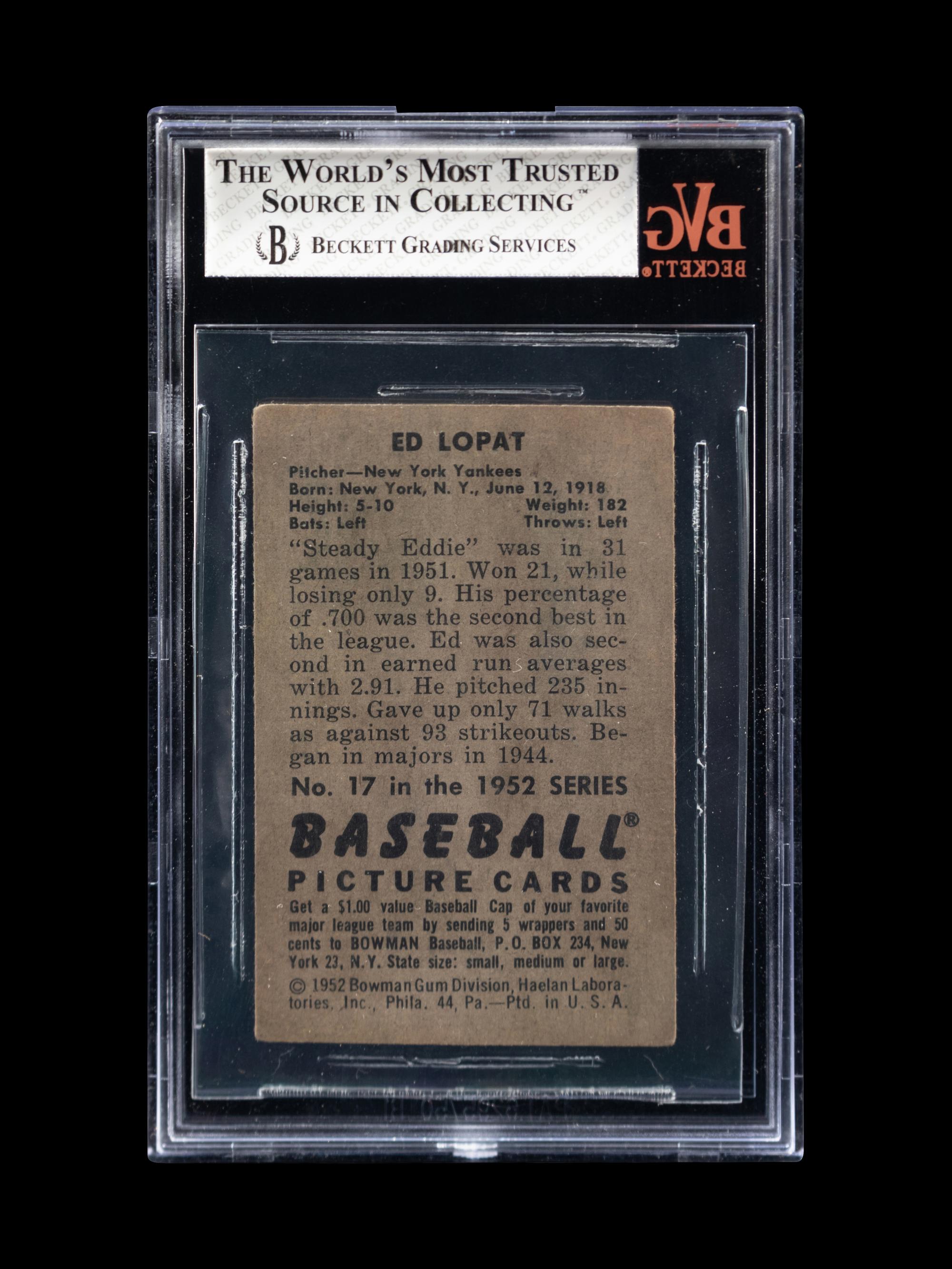 A Group of Four 1950s Bowman Baseball Cards Including a Monte Irvin Rookie Card (PSA 4.5) and Autographed Phil Rizutto,