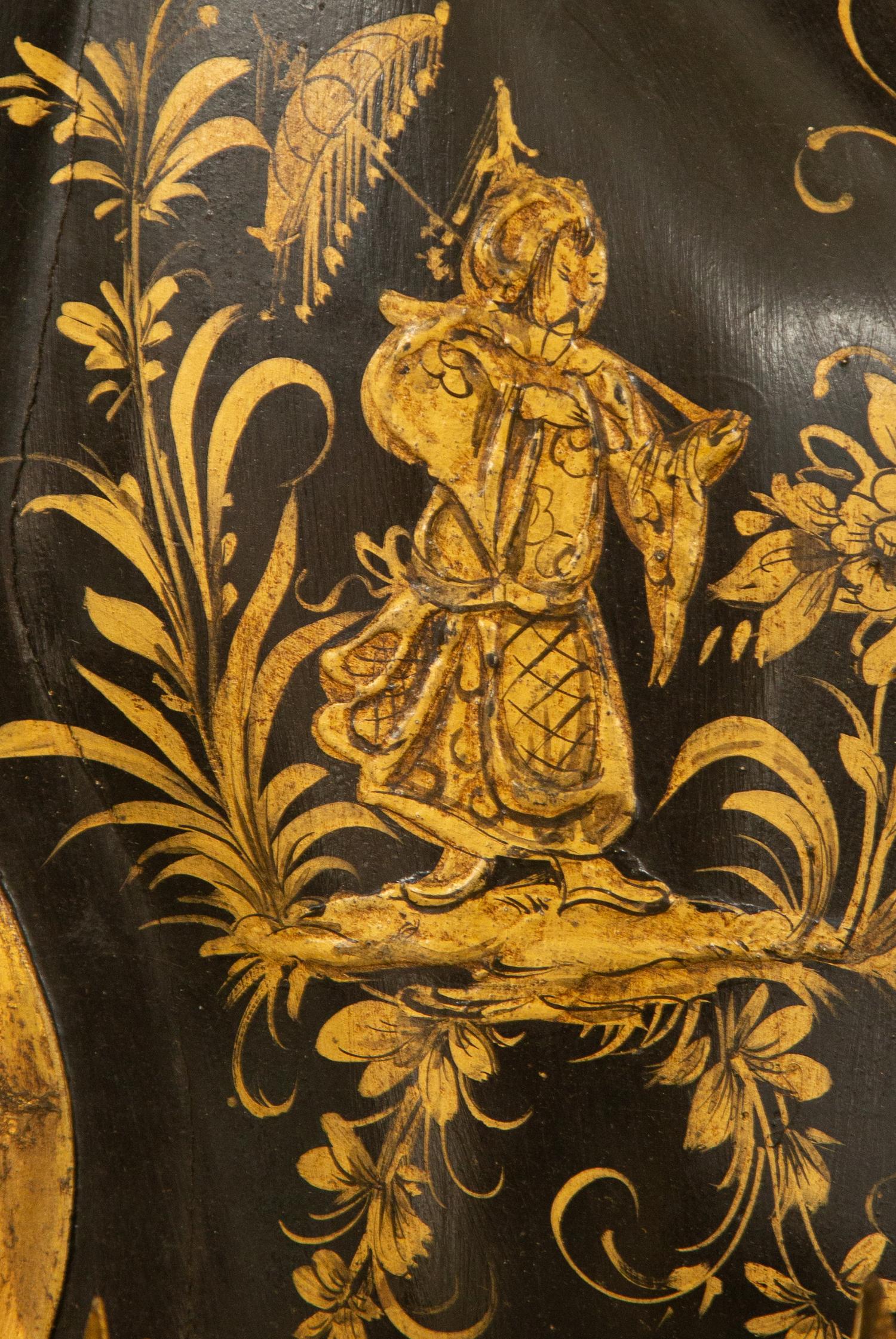 A Pair of English Japanned, Patinated and Gilt Metal Wall Sconces