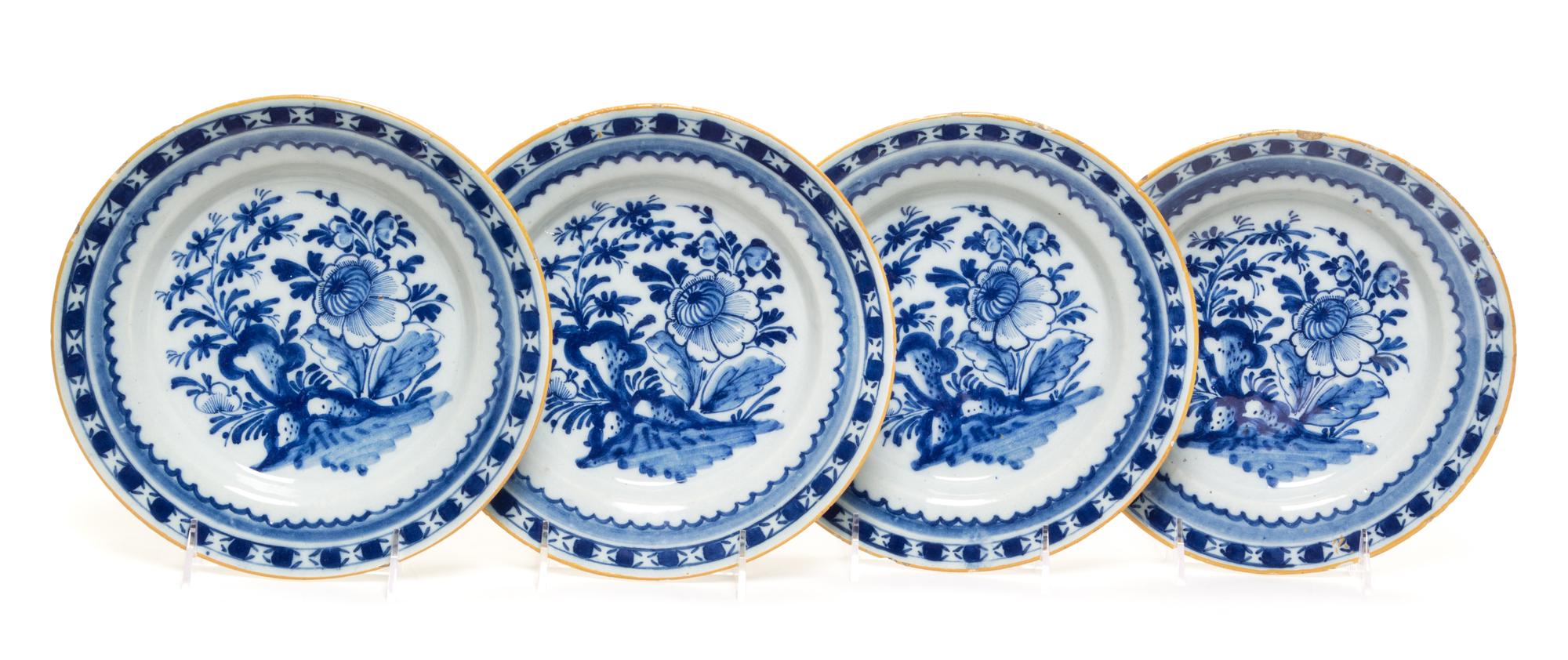 A Set of Four Delft Plates Diameter 9 inches. — 18TH CENTURY
