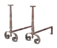A Pair of English Steel Andirons