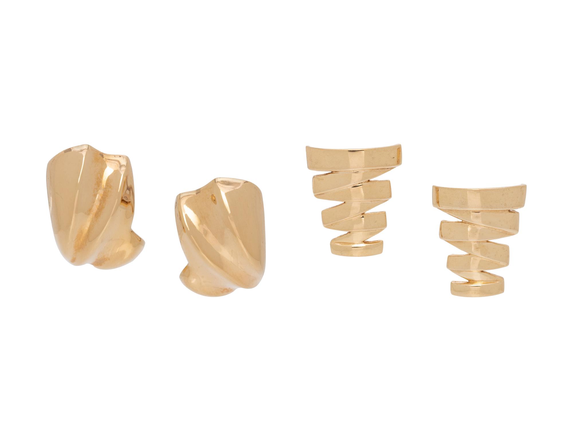 COLLECTION OF YELLOW GOLD EARCLIPS