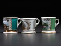 Three Transportation Related Porcelain Occupational Shaving Mugs