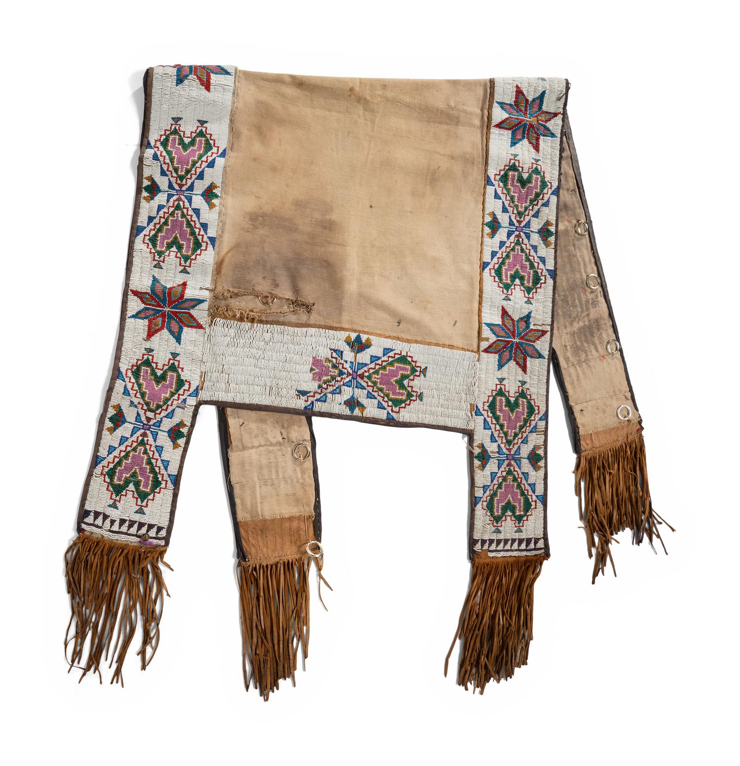 Northern Plains Beaded Hide and Canvas Saddle Blanket