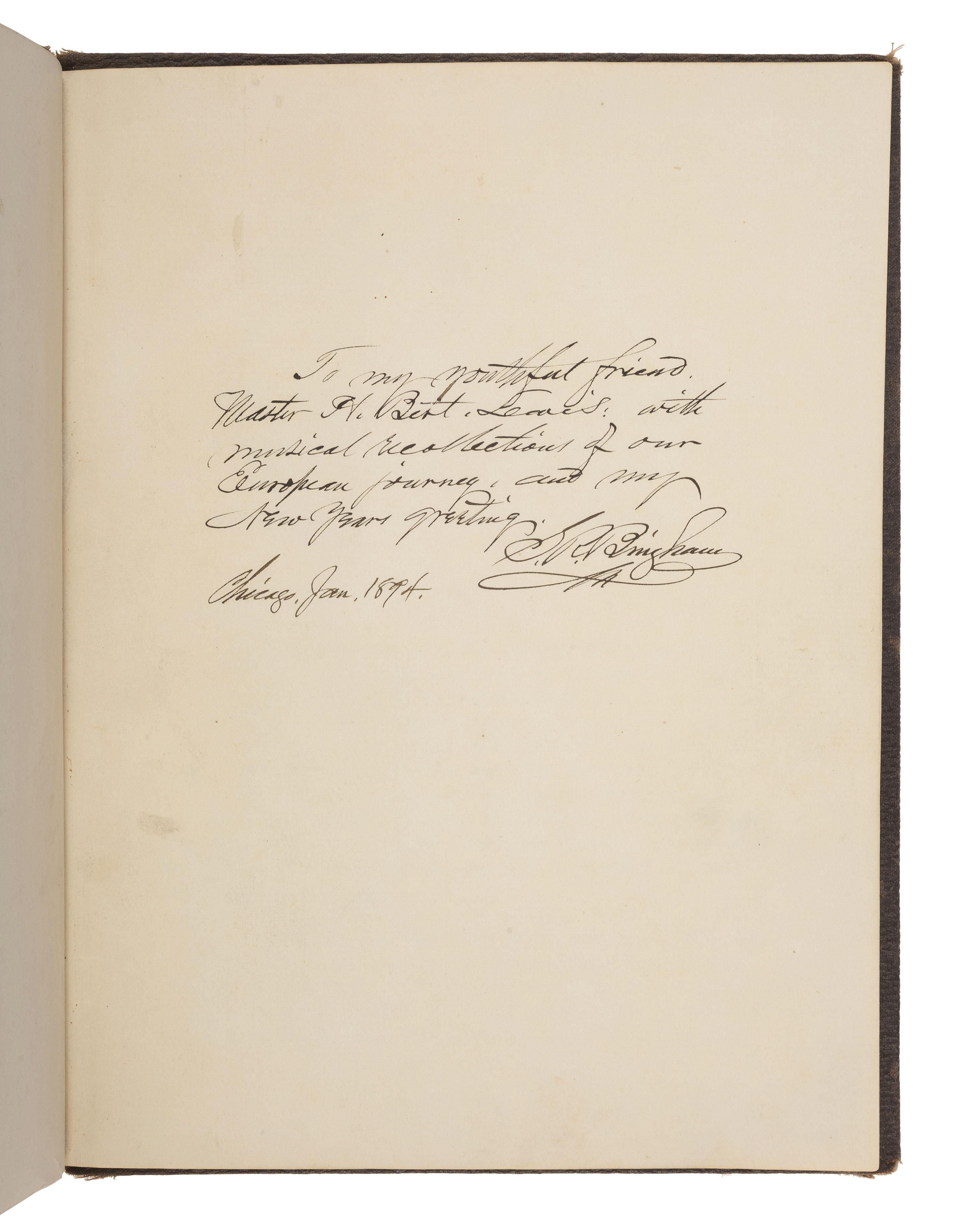 [TRAVEL] -- [BUSINESS]. European travel journal of Stillman R. Bingham (1829-1896), 1894.