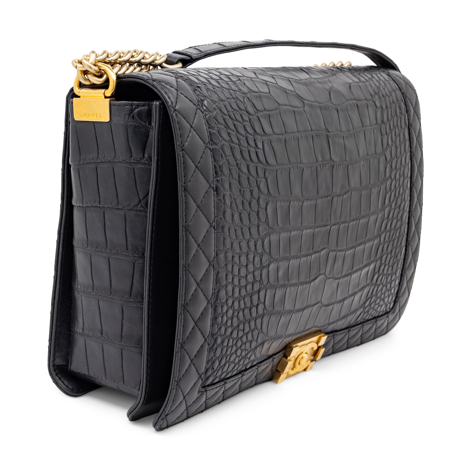 Chanel, XL Boy Bag in Navy Alligator