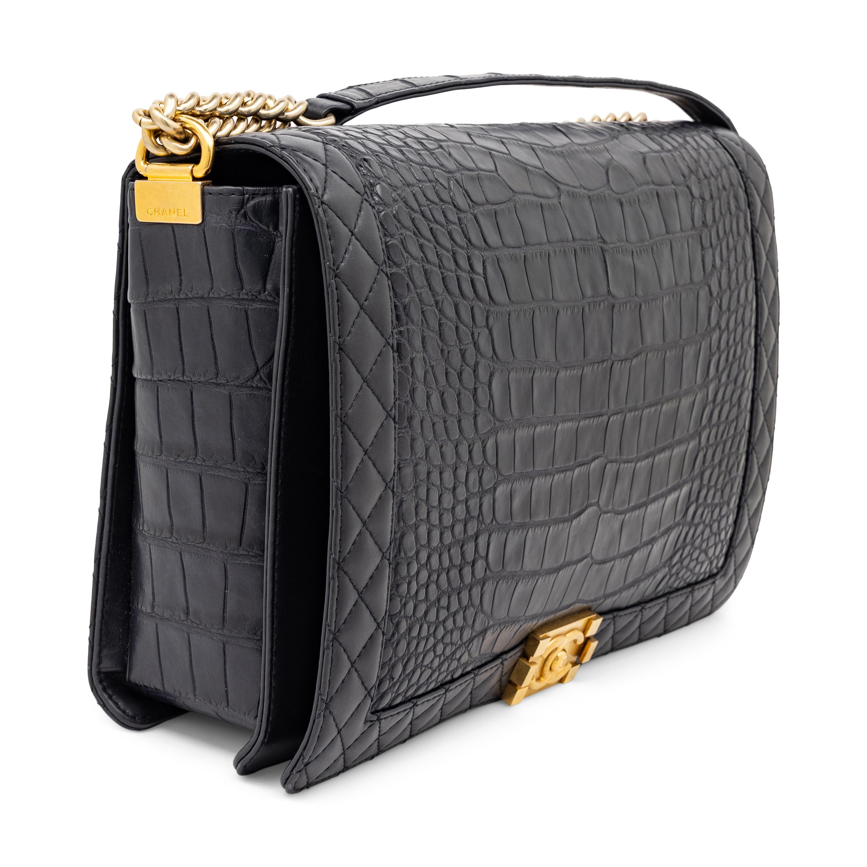 Chanel, XL Boy Bag in Navy Alligator
