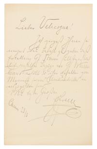 FERDINAND, Franz, Archduke (1863-1914). Autograph letter signed ("Franz"), in pencil, in Hungarian, to Velicogna. Cannes, 23 March, [no
