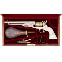 Cased Plated & Engraved Reproduction Colt 1860 Army Revolver by Pietta with Accessories