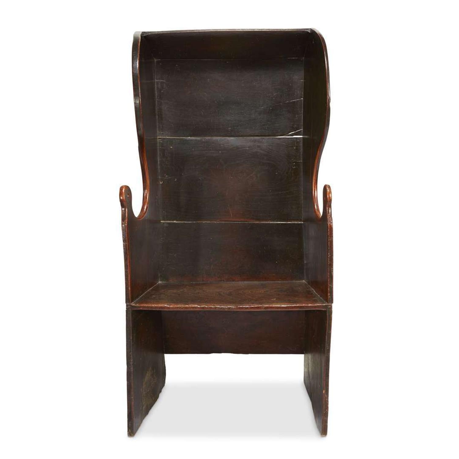 English provincial elm lambing chair mid-18th century
