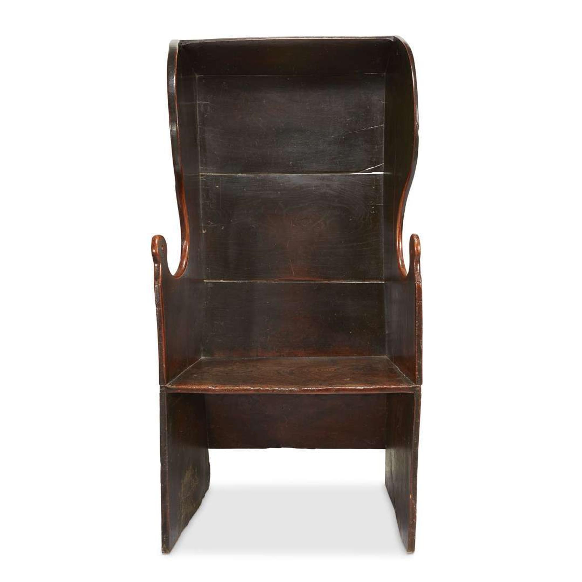 English provincial elm lambing chair mid-18th century