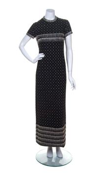 A Geoffrey Beene Black Wool and Rhinestone Gown,