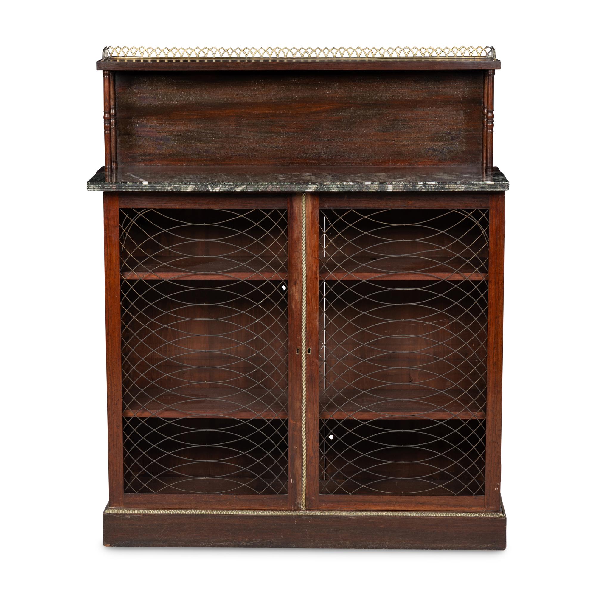 A Regency Grain-Painted Marble-Top Chiffonier