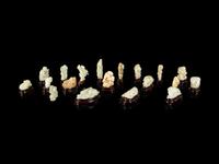 Nineteen Chinese Carved Jade Figures