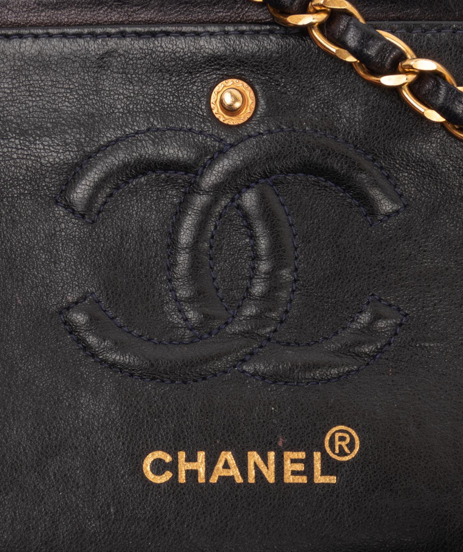 Chanel Navy Classic Medium Double Flap, 1996-97