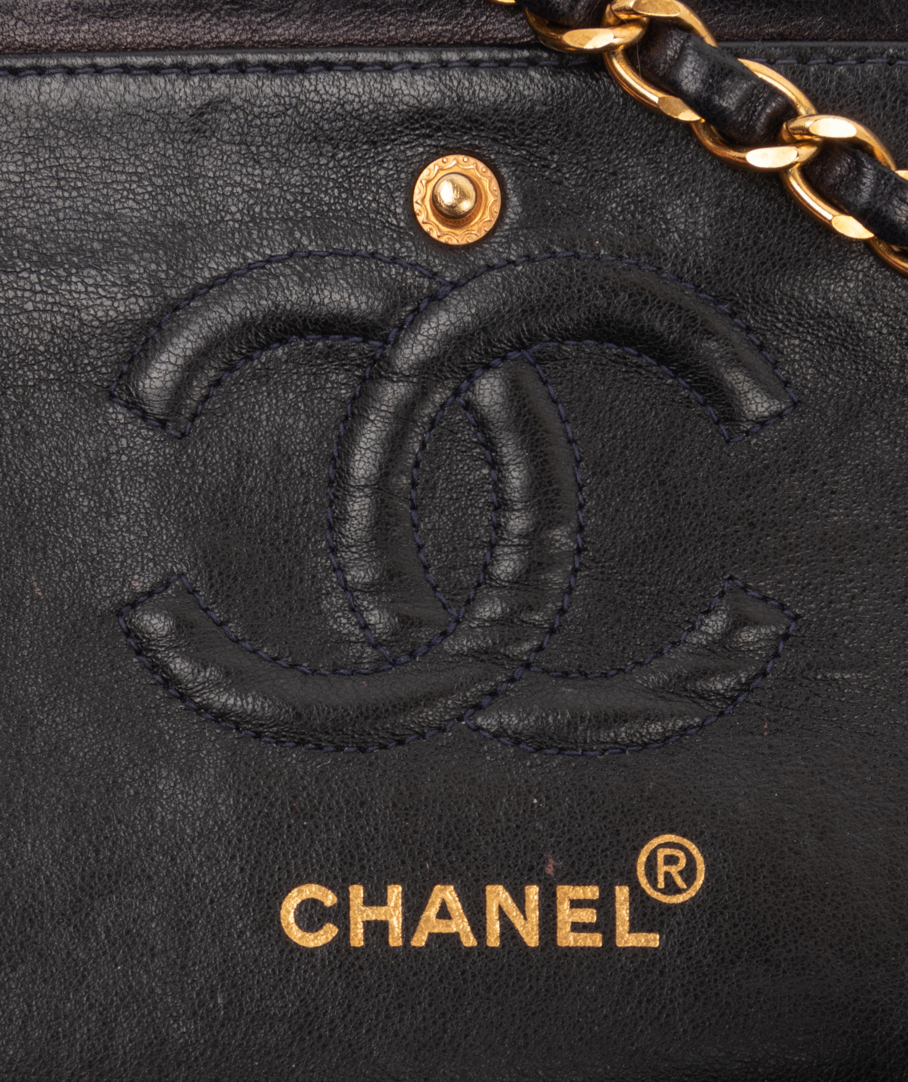 Chanel Navy Classic Medium Double Flap, 1996-97