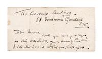WELLS, H. G. Carte-de-visite, inscribed with short note on the verso to his mistress, Baroness Moura Budberg, re: Pushkin translation.