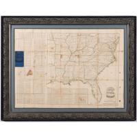 Asher's Historical War Map, 1862, with 100th Indiana History, Incl. Inked-In Troop Movements and Letter