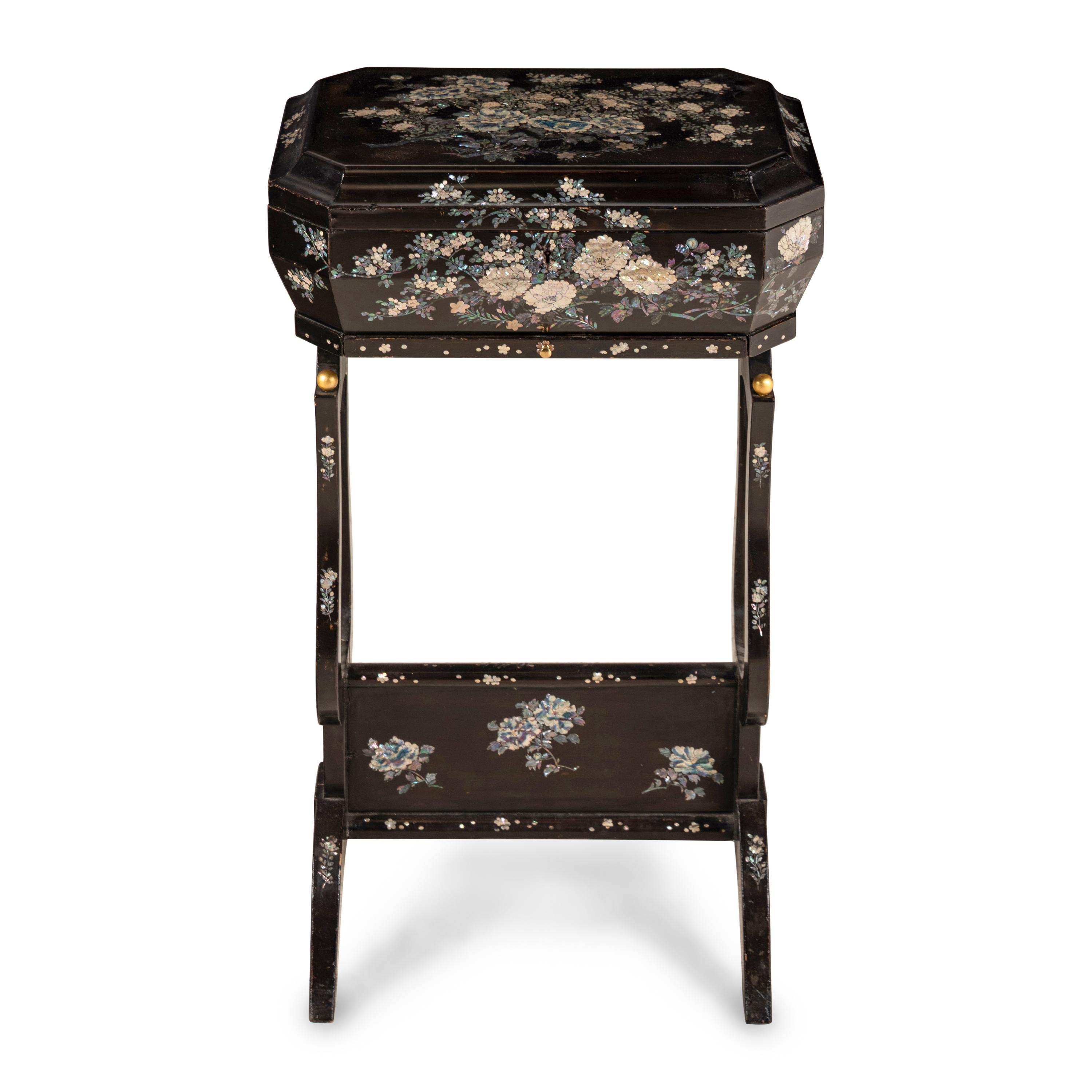 A Japanese Abalone-Inlaid Needlework Table
