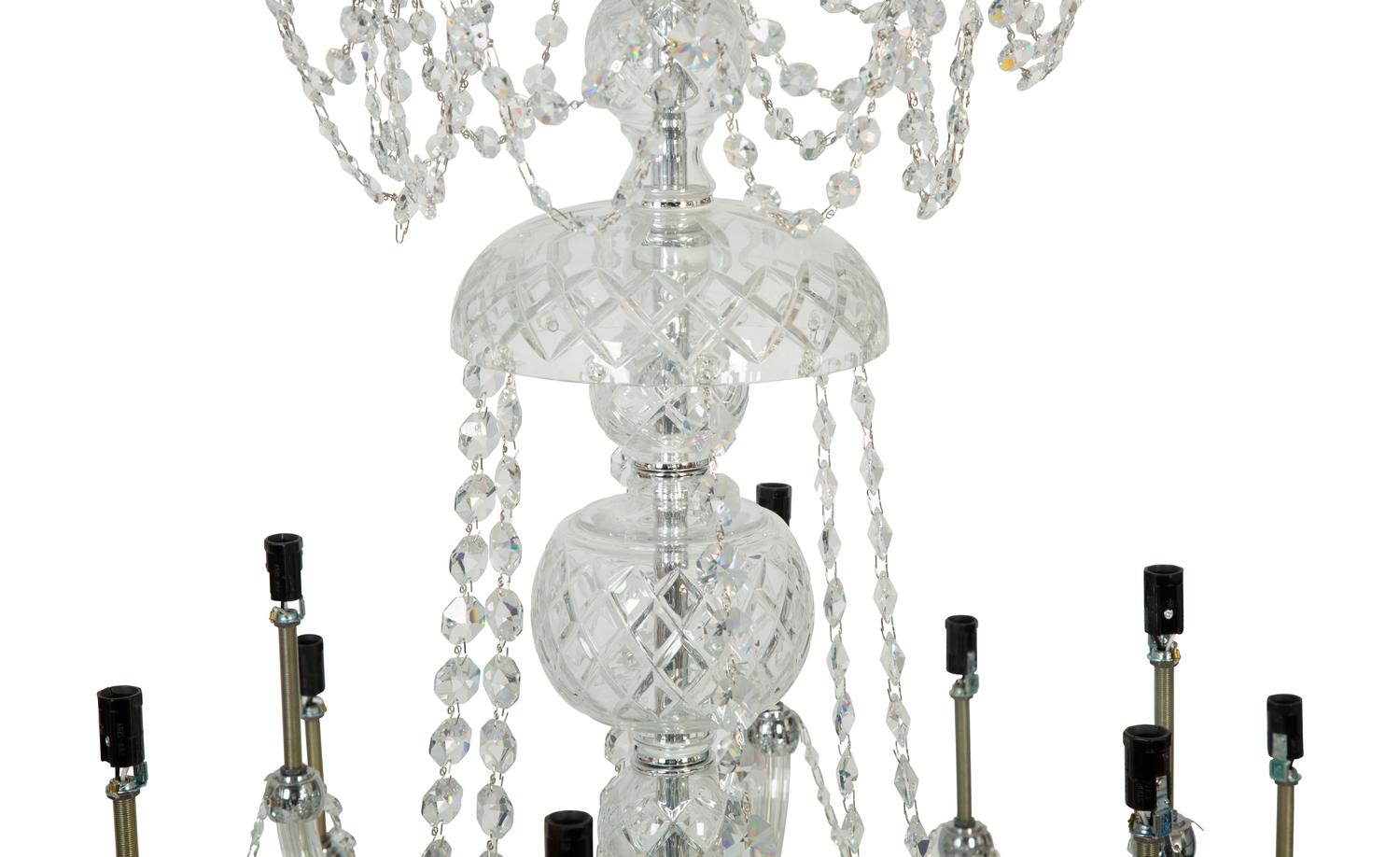 A Schonbek Cut Glass Eighteen-Light Chandelier — 20TH CENTURY