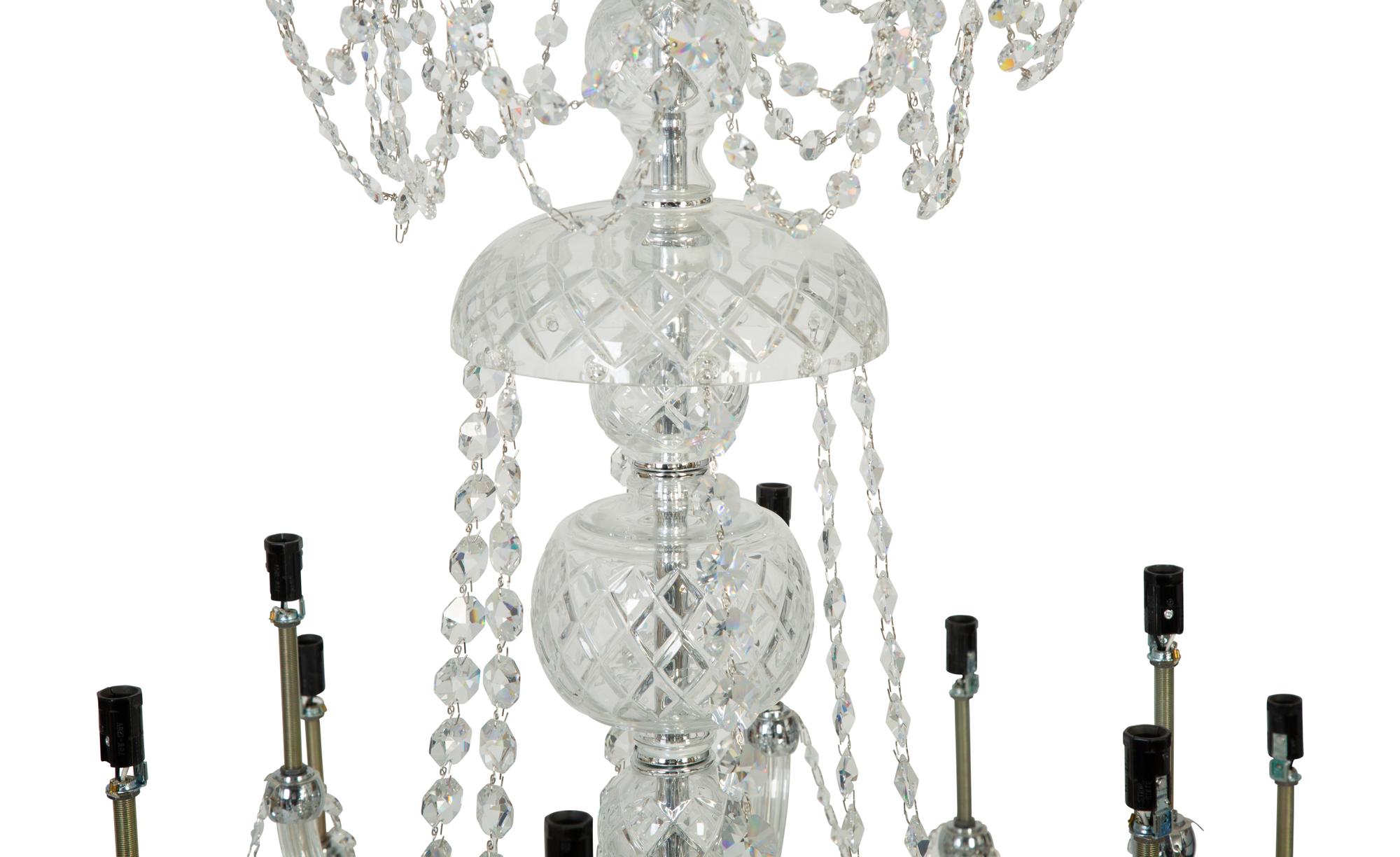 A Schonbek Cut Glass Eighteen-Light Chandelier — 20TH CENTURY