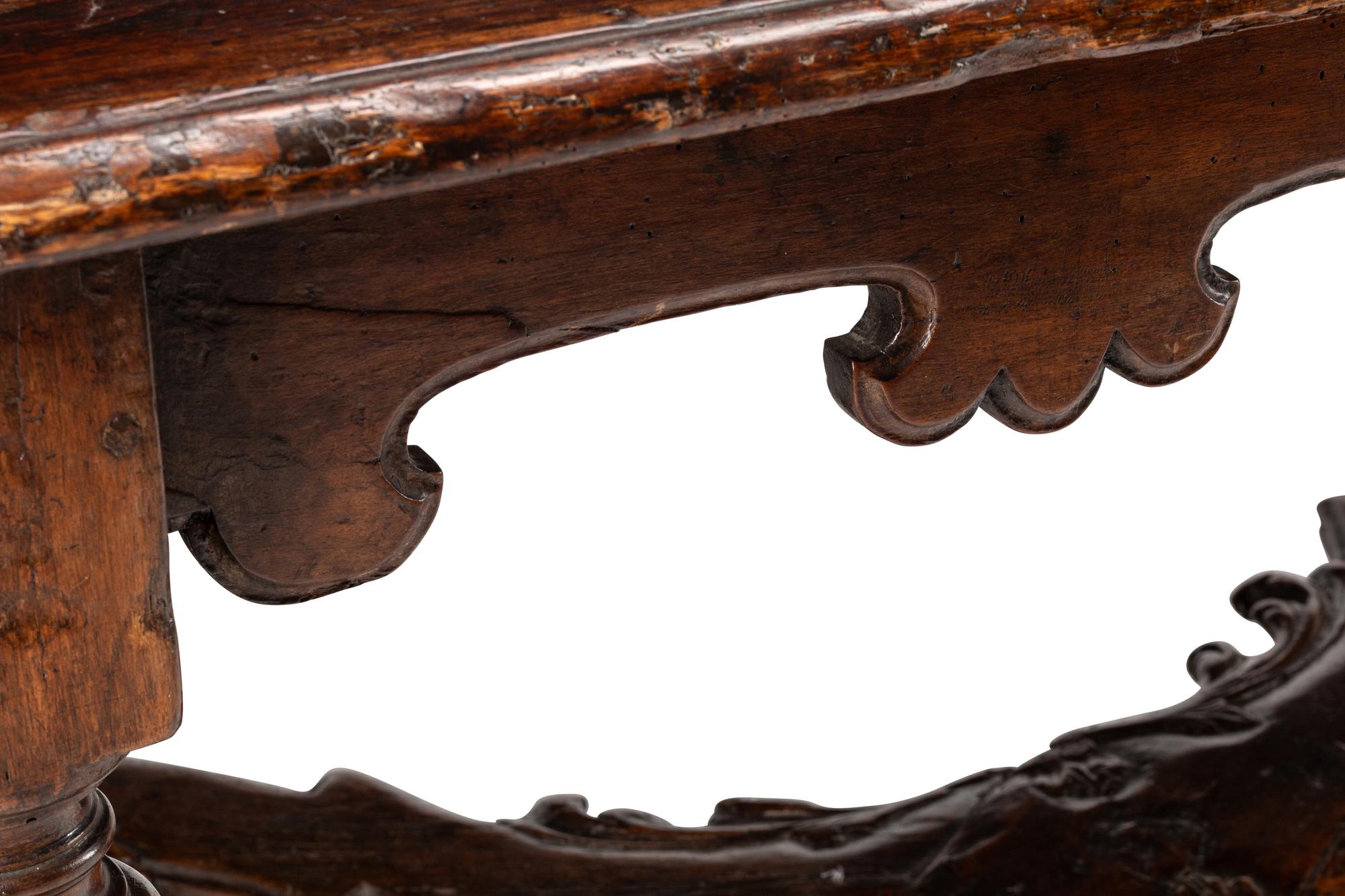 A Continental Baroque Walnut Table
