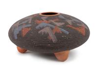 Polychrome Footed Corrugated Jar