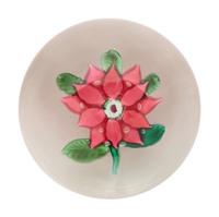 A Magenta Poinsettia Glass Paperweight