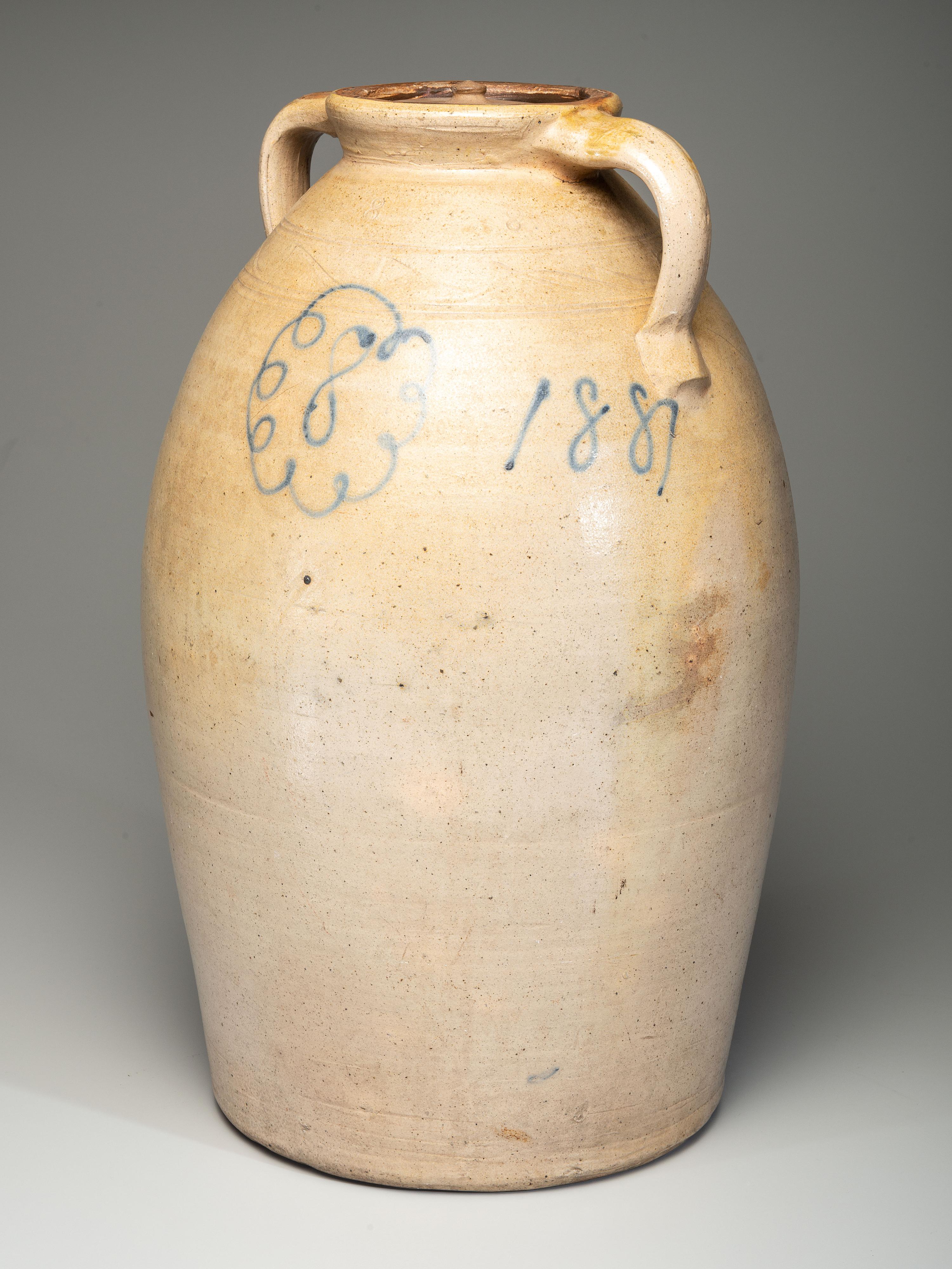 An Eight-Gallon Twin-Handled Stoneware Jar